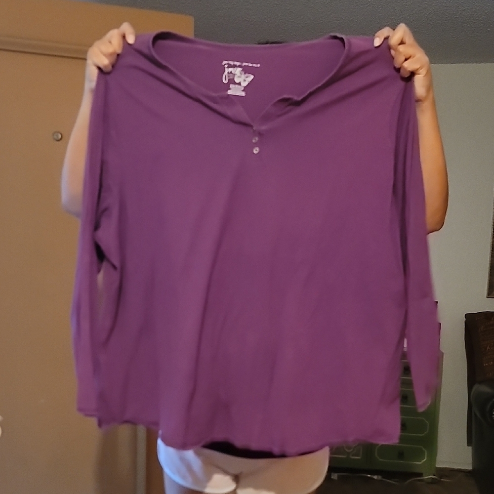 Purple Cotton Long Sleeve Top